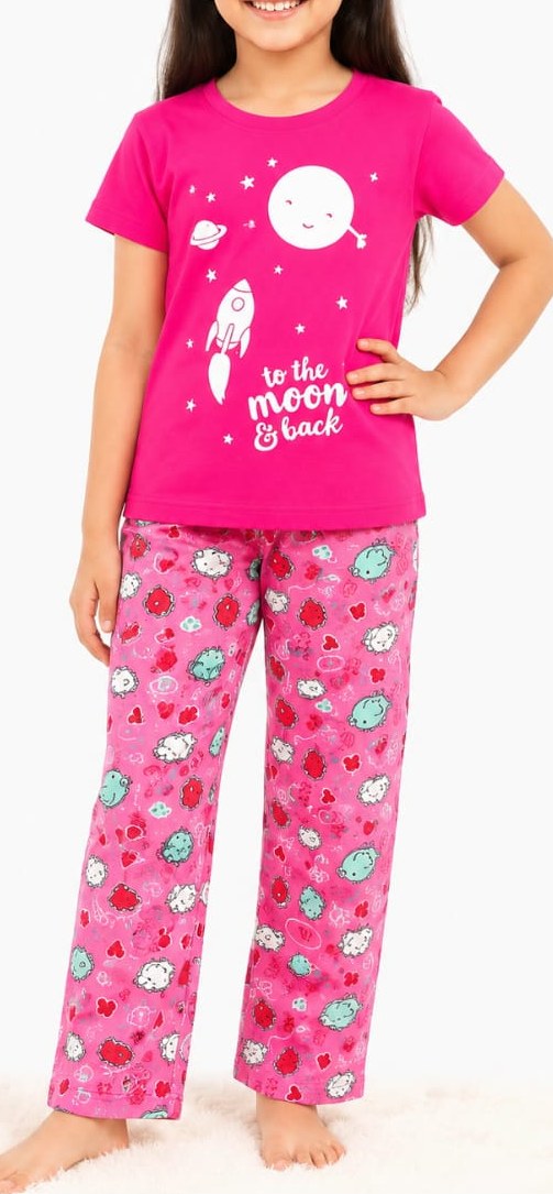 Girls' Clothing "To The Moon & Back" Print Kids' Apparel by PARSHVANATH INDUSTRIES